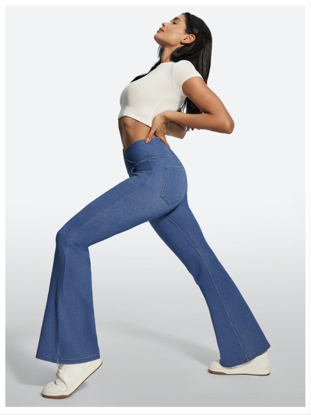 IUGA FlexDenim® High Waist Crossover Flare Jeans for Women With Pockets Large 29